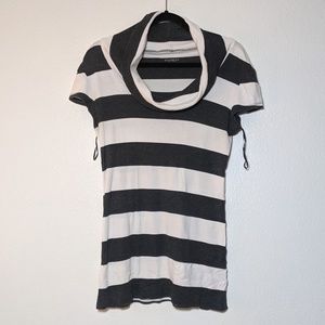 White & Black Striped Top Shirt L